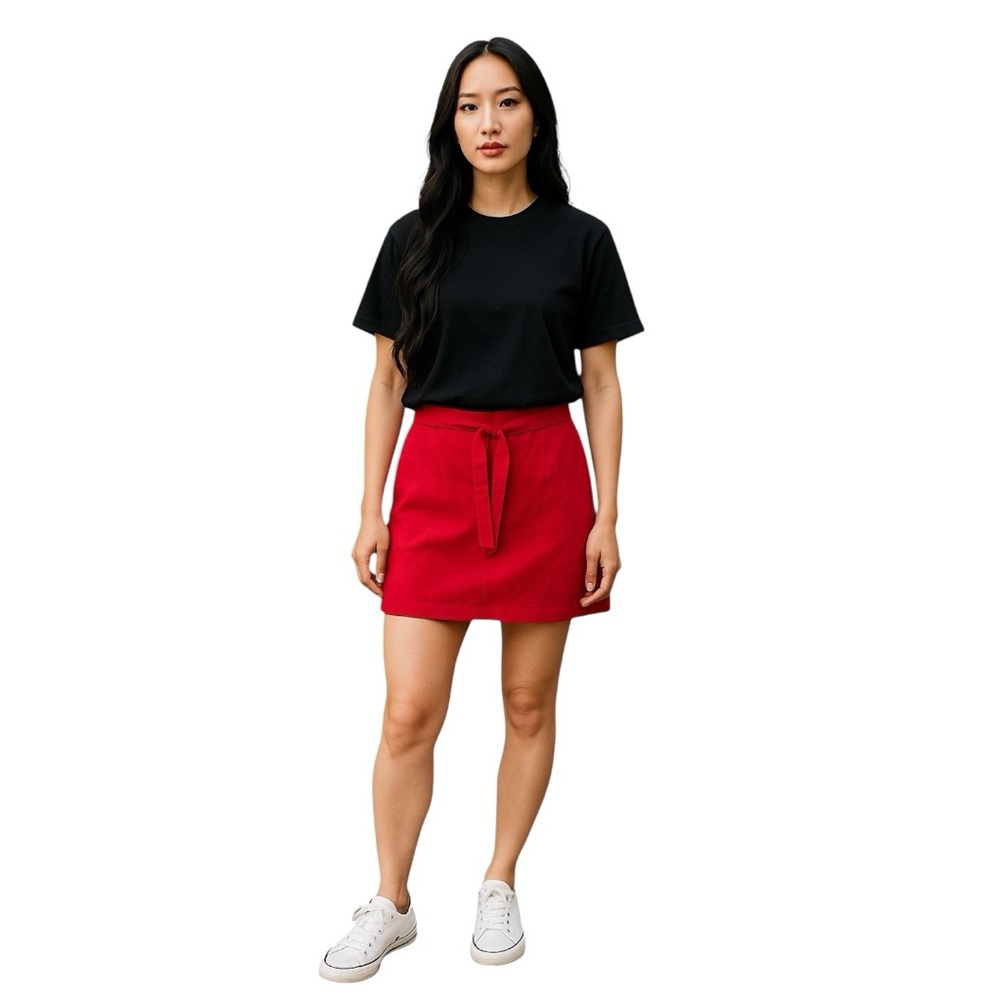 Jules & Leopold NWT red pull on tie front elastic waist summer skirt extra large